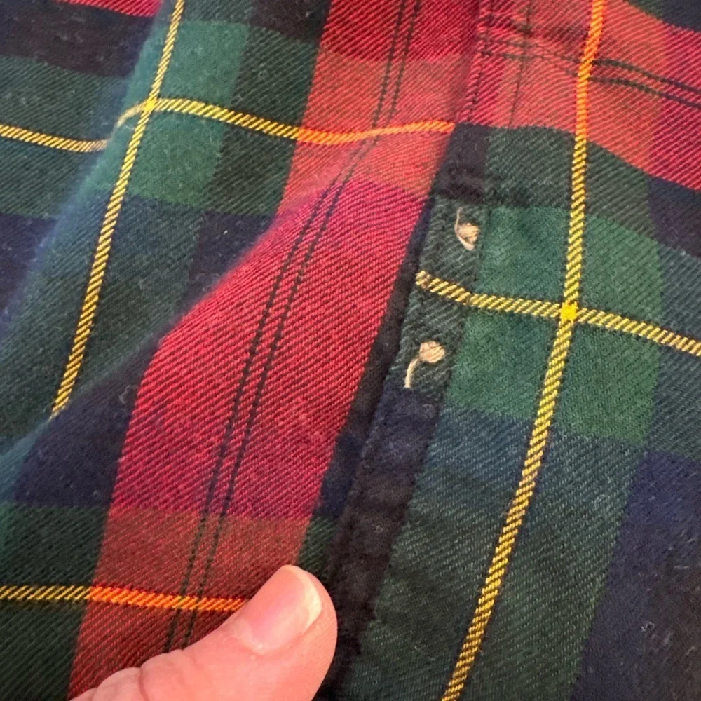 J. Crew Plaid Button Down Elbow Patches Cotton/Wool Flannel Holiday Large Slim